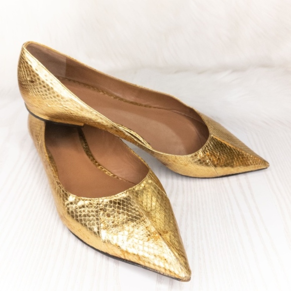 RACHEL ROY Ronney Metallic Snake Ballet Gold Flat